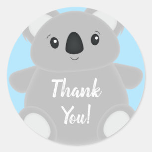 Pegatina Redonda Baby Shower Blue Koala Bear
