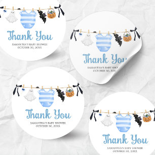 Pegatina Redonda Baby Shower Blue Little Boo