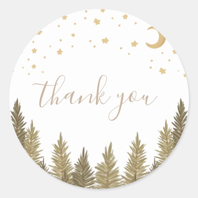 Pegatina Redonda Baby Shower Bosque (Anverso)