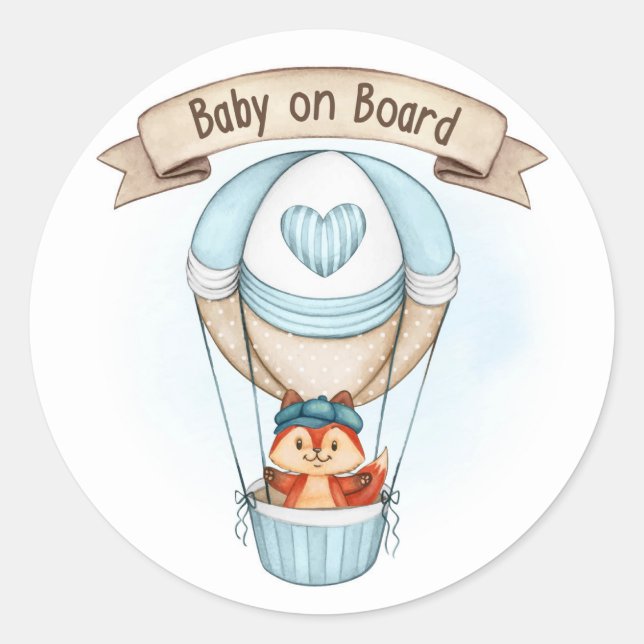 Pegatina Redonda Baby Shower Boy Blue (Anverso)