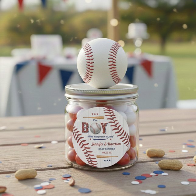 Pegatina Redonda Baby Shower Boys Baseball (Subido por el creador)