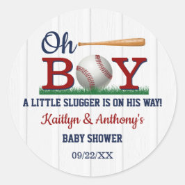 Pegatina Redonda Baby Shower Boys de Béisbol