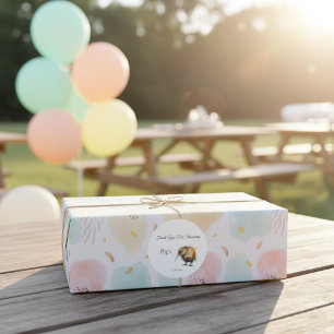 Pegatina Redonda Baby Shower Caprichoso de Pájaro Kiwi Sweet Pipi