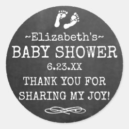 Pegatina Redonda Baby Shower Chalkboard Look White Gracias A Favor