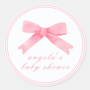 Pegatina Redonda Baby Shower Chica de barrido rosado
