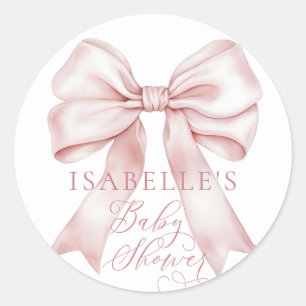 Pegatina Redonda Baby Shower Chica de plegado rosado