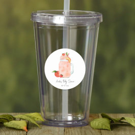 Pegatina Redonda Baby Shower Chica de Smoothie de Little Peach
