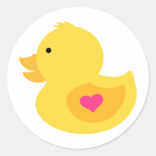 Pegatina Redonda Baby Shower Chica Rubber Ducky