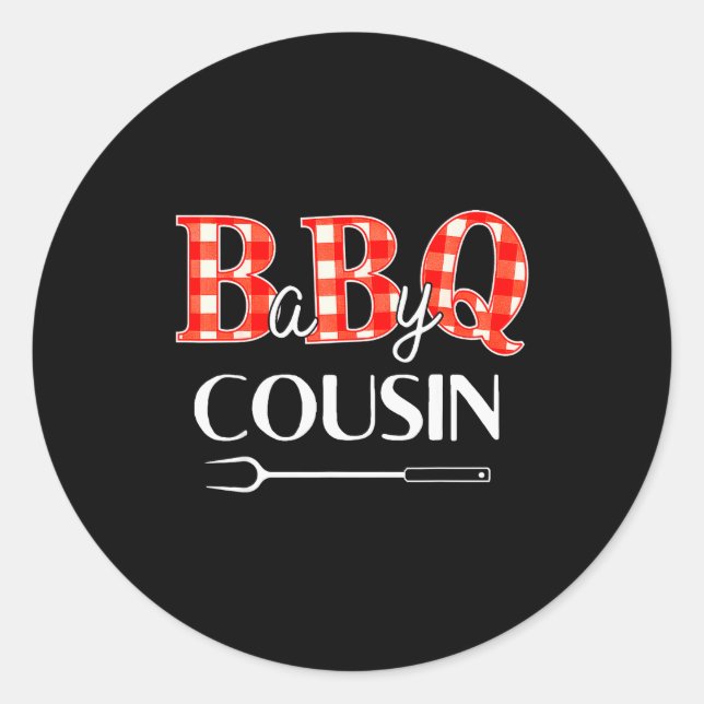 Pegatina Redonda Baby Shower Cousin Bbq Party Cute Matching Family  (Anverso)