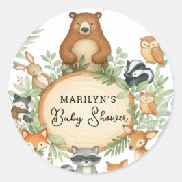 Pegatina Redonda Baby Shower Cute Baby Animals