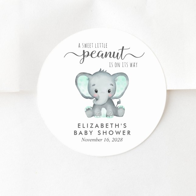 Pegatina Redonda Baby Shower Cute Elephant (Subido por el creador)