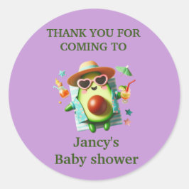 Pegatina Redonda Baby Shower de aguacate personalizado /
