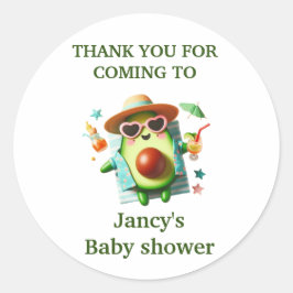 Pegatina Redonda Baby Shower de aguacate personalizado /