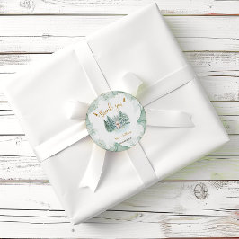 Pegatina Redonda Baby Shower de animales del Ártico Gracias