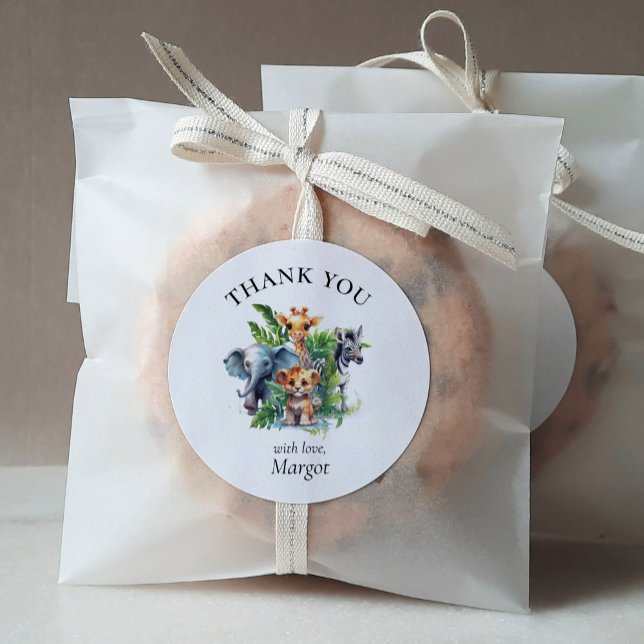 Pegatina Redonda Baby Shower de animales tropicales de Safari de la (Subido por el creador)