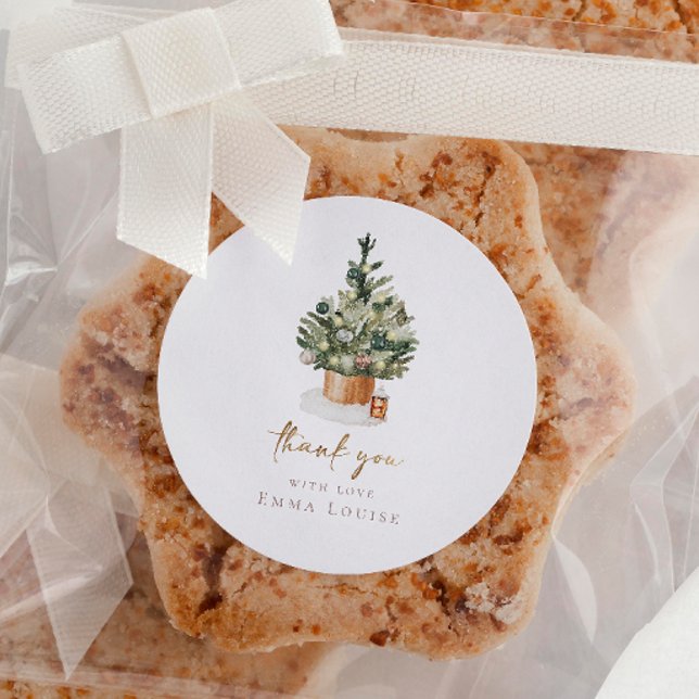 Pegatina Redonda Baby Shower de árbol de navidad de invierno (Subido por el creador)