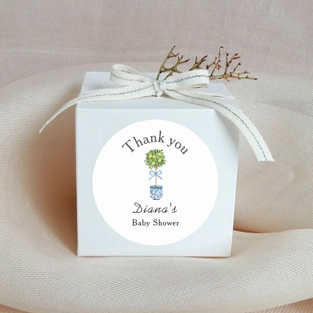 Pegatina Redonda Baby Shower de árbol limón (Subido por el creador)