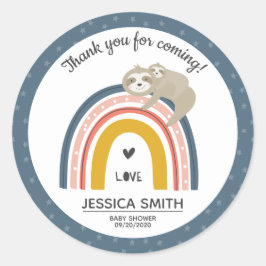 Pegatina Redonda Baby Shower de arcoiris de Mommy y Baby Slote