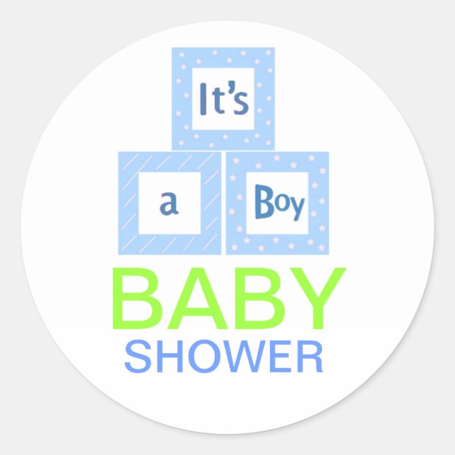 Pegatina Redonda Baby Shower de Baby Blocks (Anverso)