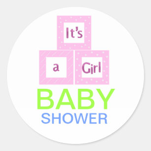 Pegatina Redonda Baby Shower de Baby Blocks