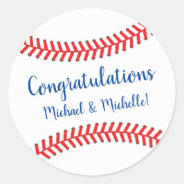 Pegatina Redonda Baby Shower de béisbol pequeño