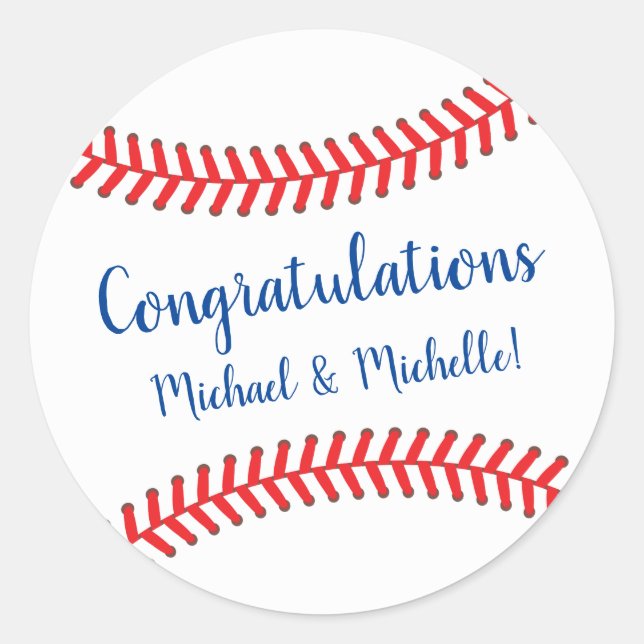 Pegatina Redonda Baby Shower de béisbol pequeño (Anverso)