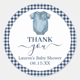 Pegatina redonda Baby Shower de Blue Jeans