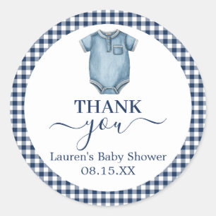 Pegatina redonda Baby Shower de Blue Jeans