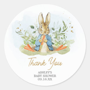 Pegatina Redonda Baby Shower de Blue Peter Rabbit