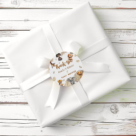 Pegatina Redonda Baby Shower de Boho Safari Animals Gracias