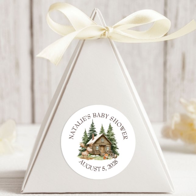 Pegatina Redonda Baby Shower de Boho Woodland Animals (Subido por el creador)