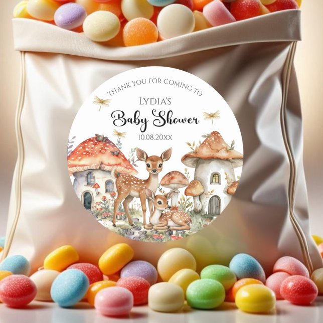 Pegatina Redonda Baby Shower de Boho Woodland Forest Animals (Subido por el creador)