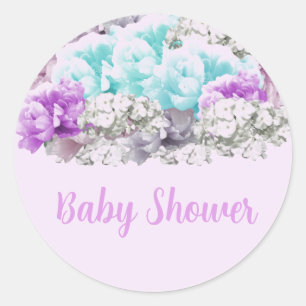 Pegatina Redonda Baby Shower de Bouquet Floral Mixta