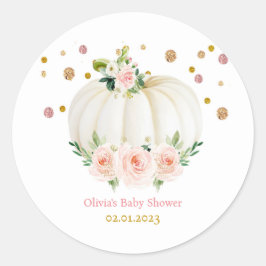 Pegatina Redonda Baby Shower de calabaza