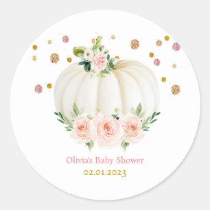 Pegatina Redonda Baby Shower de calabaza