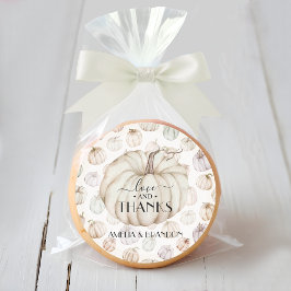 Pegatina Redonda Baby Shower de calabaza blanca Gracias