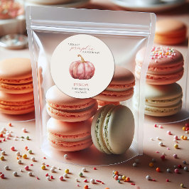 Pegatina Redonda Baby Shower de calabaza color agua rosa