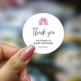 Pegatina Redonda Baby Shower de Chica de arcoiris presupuestado