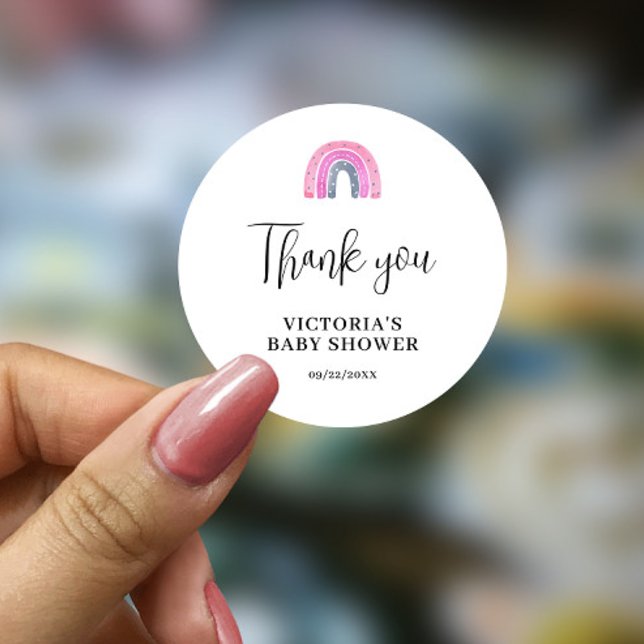 Pegatina Redonda Baby Shower de Chica de arcoiris presupuestado (Subido por el creador)