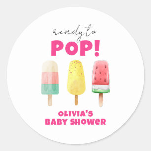 Pegatina Redonda Baby Shower de crema de hielo popcicle de verano m