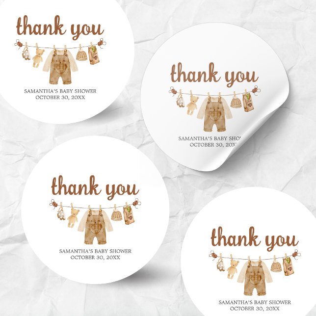 Pegatina Redonda Baby Shower de elaboración de café (Coffee Little Bean Baby Shower Sticker)