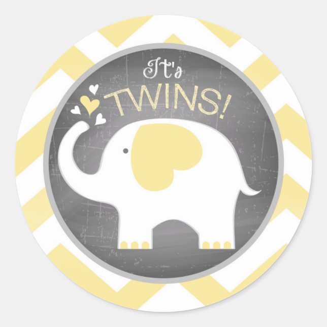 Pegatina Redonda Baby Shower de elefante blanco (Anverso)