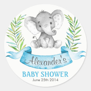 Pegatina Redonda Baby Shower de Elephant Boy