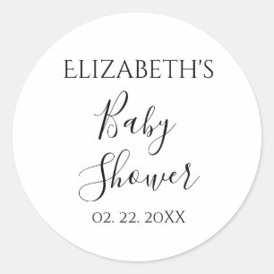 Pegatina Redonda Baby Shower de fecha personalizada