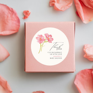 Pegatina Redonda Baby Shower de Floral de Flor Silvestre Bohemia