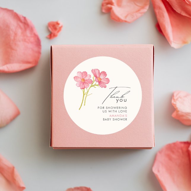 Pegatina Redonda Baby Shower de Floral de Flor Silvestre Bohemia (Subido por el creador)