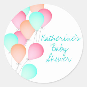 Pegatina Redonda Baby Shower de globo