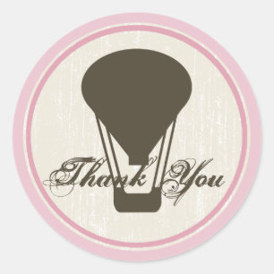 Pegatina Redonda Baby Shower de globo aerostático