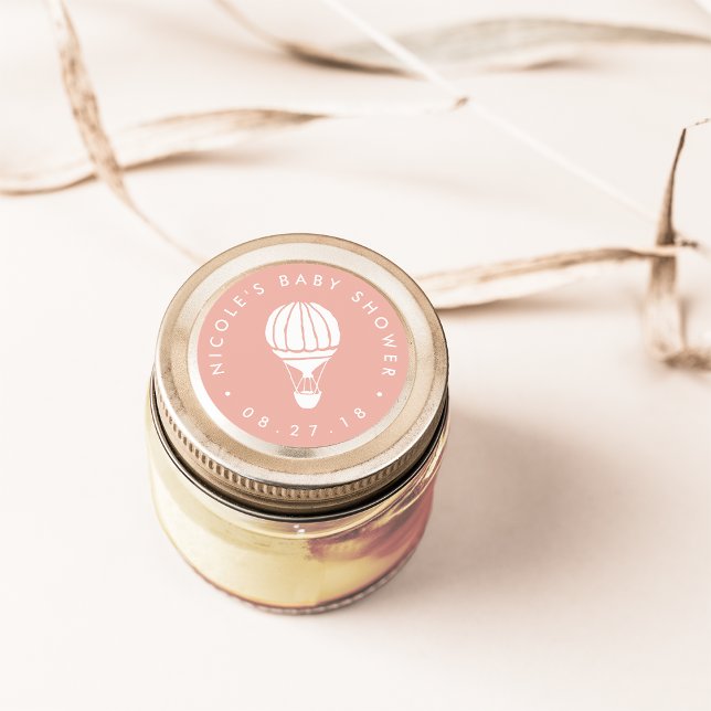 Pegatina Redonda Baby Shower de globo aerostático Peach (Subido por el creador)