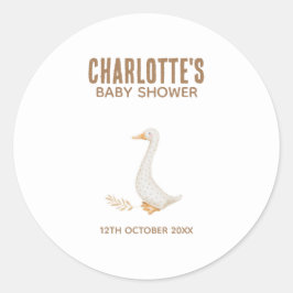 Pegatina Redonda Baby Shower de Goose